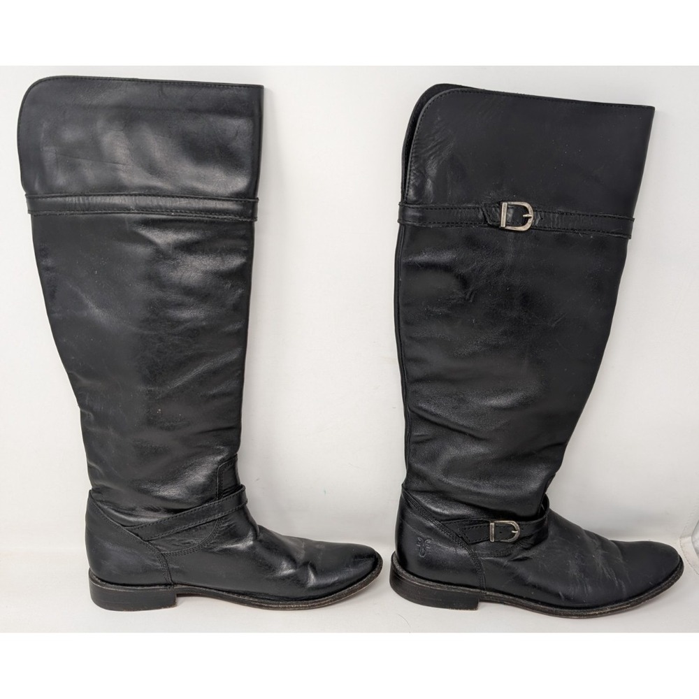 Frye Shirley 77745 Black Leather Equestrian Riding Boots Womens‎ Size 6.5 B VTG